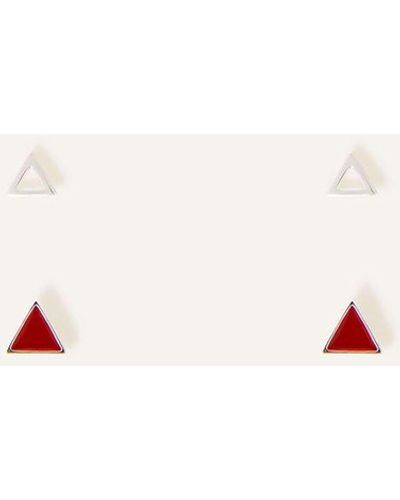Accessorize Sterling Silver Triangle Stud Earrings Set Of Two - Natural