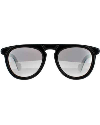 Moncler Aviator Black White Smoke Mirror Sunglasses