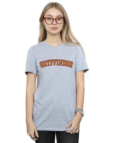 Harry Potter Collegial Gryffindor Cotton Boyfriend T-shirt - Blue
