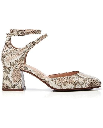 Moda In Pelle 'daziah' Snake Print Leather Court Shoes - White