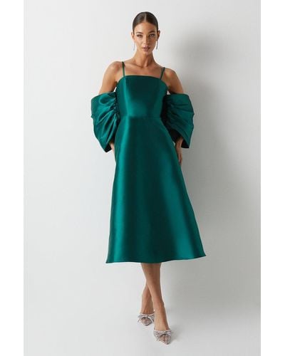 Coast Detachable Shrug Bandeau Full Skirt Midaxi Bridesmaids Dress - Green