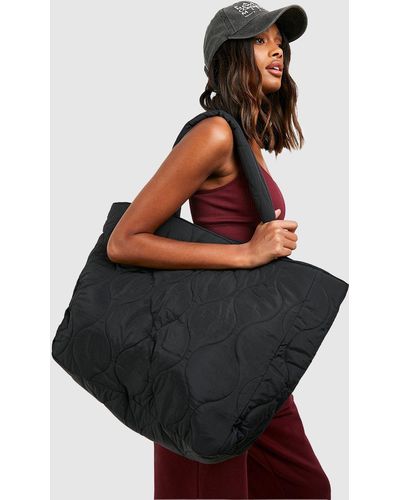 Boohoo Quilted Oversized Tote Bag - Black