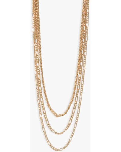 Boohoo Triple Layering Chain Link Necklace - White