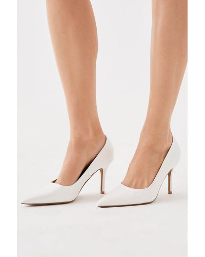 Coast Plain Medium Heel Pointed Court Shoes - White