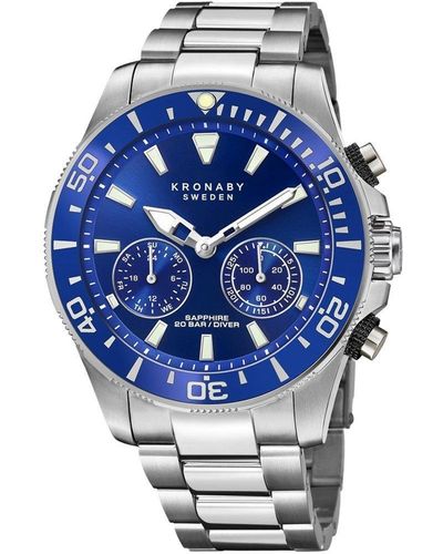 Kronaby Diver Stainless Steel Analogue Quartz Hybrid Watch - S3778/1 - Blue