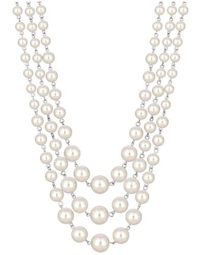 Jon Richard Cream Multi Row Pearl Necklace - White