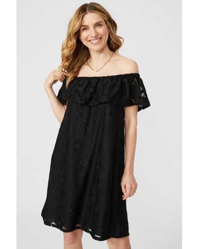 Mantaray Bardot Lace Mini Dress - Black