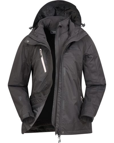 Mountain Warehouse 3 In 1 Waterproof Jacket Winter Rain Coat - Black