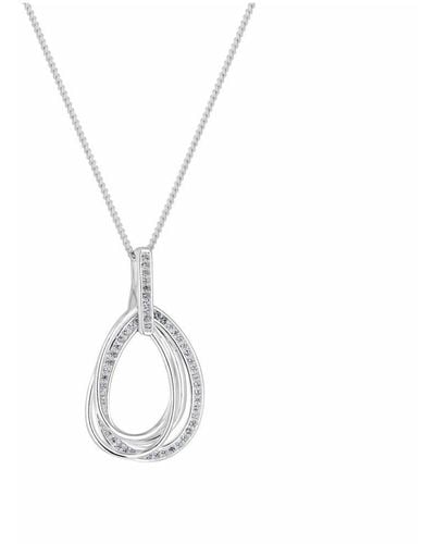 Simply Silver Sterling Silver 925 Oval Ring Necklace - Blue