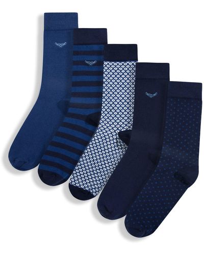 Threadbare 'lewis' 5 Pack Ankle Socks - Blue