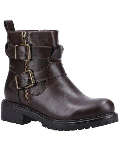 Divaz 'sarah' Zip Up Leather Boot - Brown