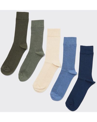 Burton 5 Pack 1904 Fine Gauge Ribbed Socks - Blue