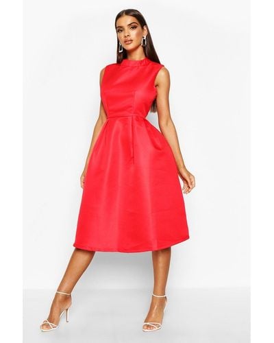 Boohoo Boutique High Neck Prom Dress - Red