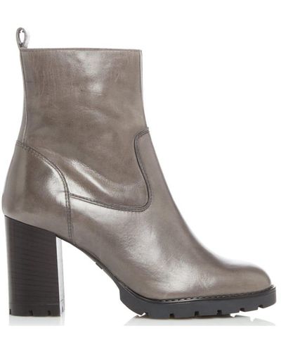 Dune 'panner' Leather Ankle Boots - Grey