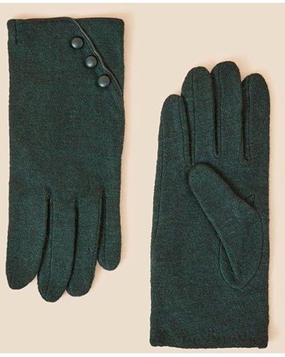 Accessorize Button Gloves In Wool Blend - Green