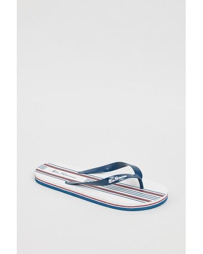 Ben Sherman Pier Stripe Footbed Flip Flop - Blue