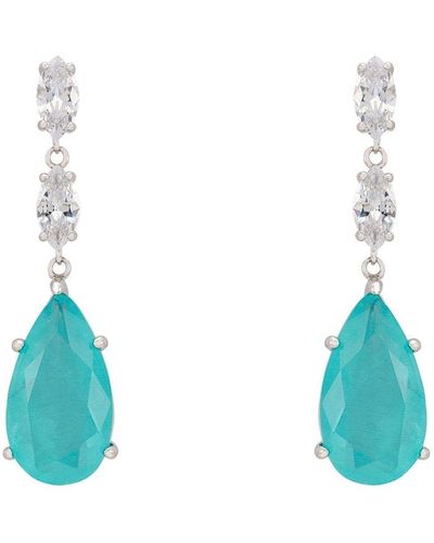 LÁTELITA London Grace Teardrop Gemstone Earrings Silver Paraiba Tourmaline - Blue
