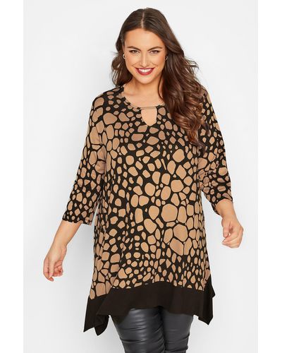 Yours Animal Print Blouse - Brown