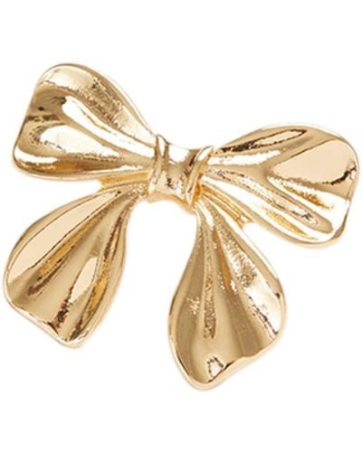 Fable England Gold Bow Brooch - White