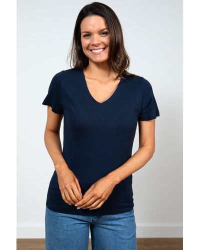 LILY & ME Cap Sleeves Victoria Tee Soft V-neck - Blue