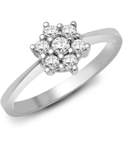 Jewelco London 9ct White Gold 0.33ct Diamond 7 Stone Daisy Cluster Ring 9mm - 9r644
