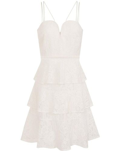 Girls On Film Starry Eyed Tiered Lace Dress - White
