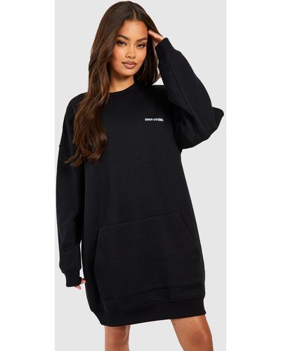 Boohoo Dsgn Studio Pocket Oversized Sweat Dress - Black