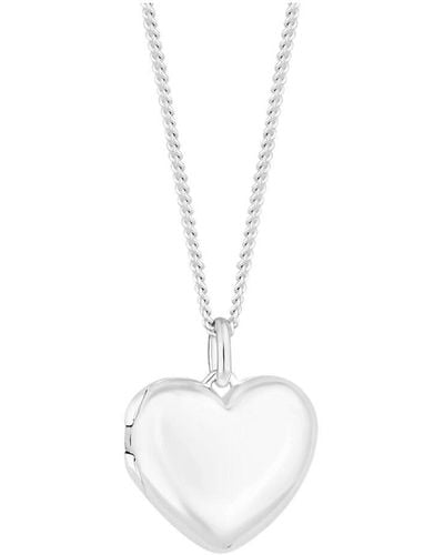 Simply Silver Sterling Silver 925 Heart Locket Necklace - White
