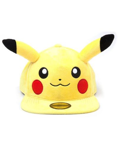 Pokemon Pikachu Plush With Ears Snapback Baseball Cap, Unisex, Yellow/black (sb276317pok)
