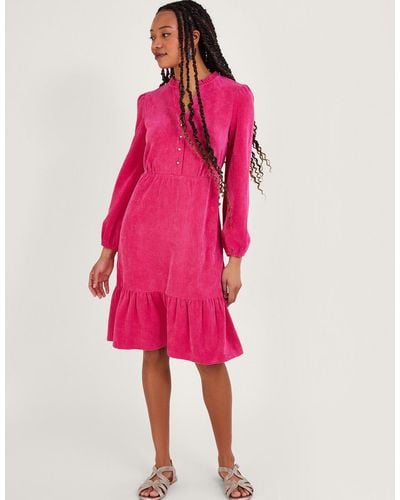 Monsoon Cord Buttoned Dress - Pink