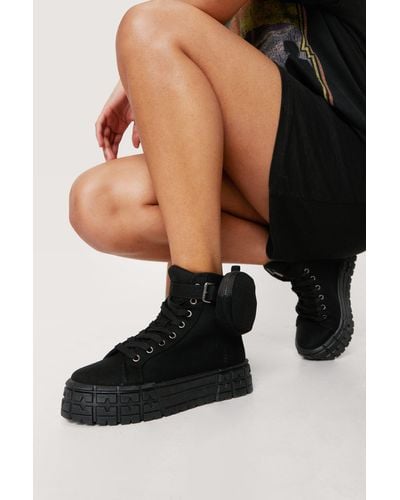 Nasty Gal Canvas High Top Pocket Trainers - Black