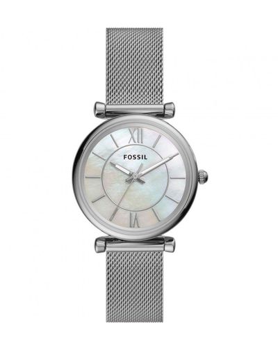 Fossil Carlie Stainless Steel Fashion Analogue Quartz Watch - Es4919 - Grey