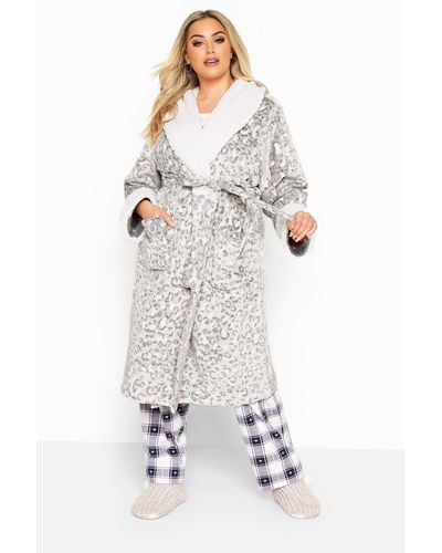 Yours Faux Fur Dressing Gown - White