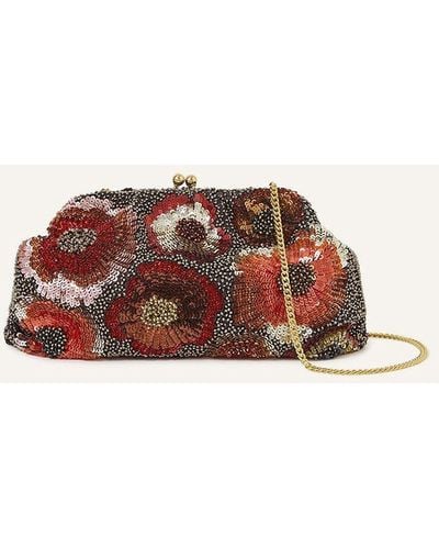 Accessorize Sequin Beaded Floral Clutch Bag - Multicolour