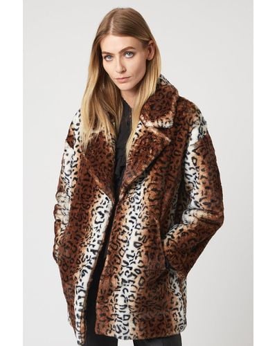 James Lakeland Leopard Faux Fur Coat - Brown