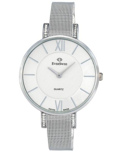 EverSwiss Crystaline Plated Stainless Steel Fashion Analogue Watch - 2787-lss - White