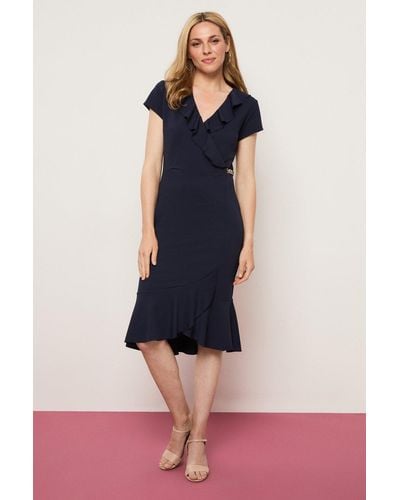 Wallis Tall Wrap Sleeveless Dress - Blue