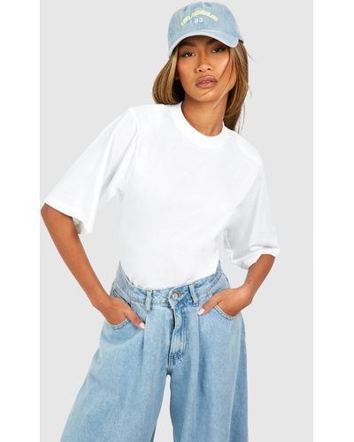 Boohoo T-shirt With Shoulder Pads - White