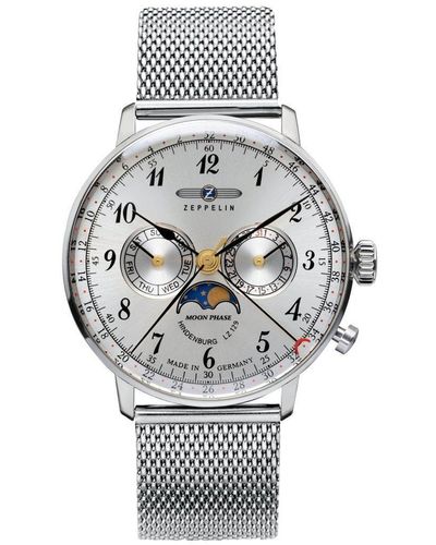 ZEPPELIN Lz129 Hindenburg Moonphase Stainless Steel Classic Watch - 7036m-1 - White