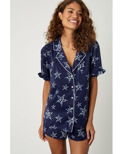 Monsoon Star Print Short Pyjama Set - Blue