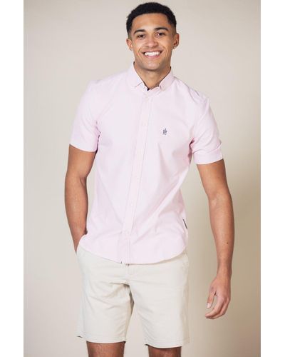 French Connection Cotton Short Sleeve Oxford Shirt With Trim - White