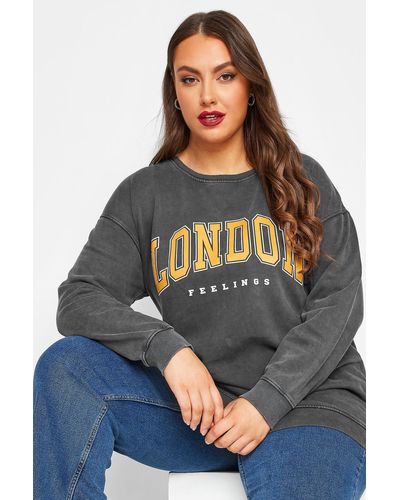 Yours 'london' Slogan Sweatshirt - Grey
