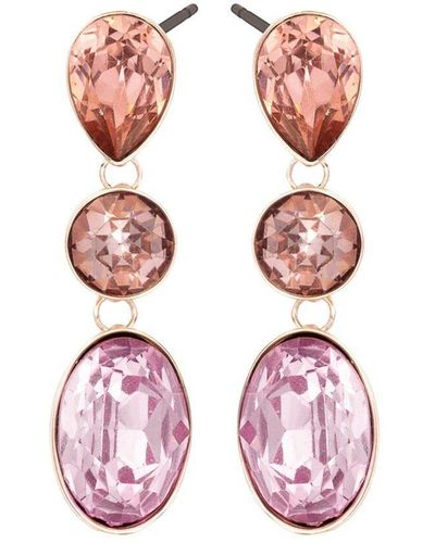 Lipsy Rose Gold With Crystal Pink Tonal Stone Set Earrings