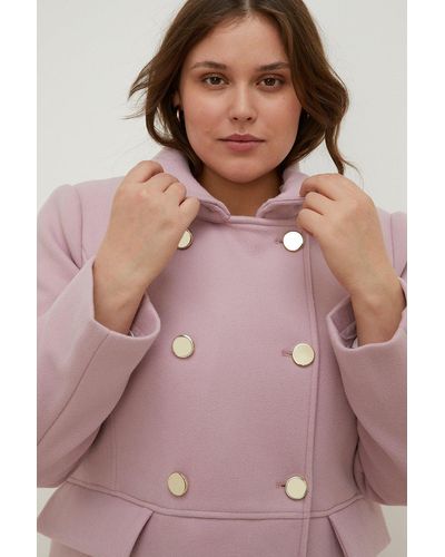 Oasis Plus Size Button Detail Dolly Coat - Pink