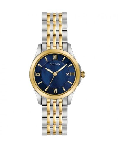 Bulova Classic Gold Plated Stainless Steel Classic Analogue Watch - 98m124 - Blue