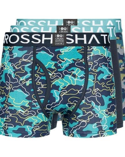Crosshatch Linamo Mve Open Fly Boxer Shorts (pack Of 3) - Blue