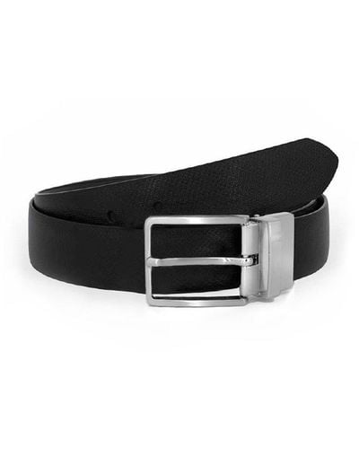 Steel & Jelly Black Reversible Leather Belt With Silver Buckle