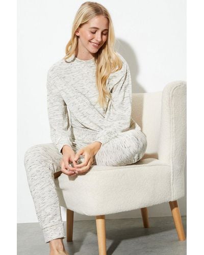 Dorothy Perkins Space Dye Sweat Top And Cuff Pant Pyjama Set - Natural