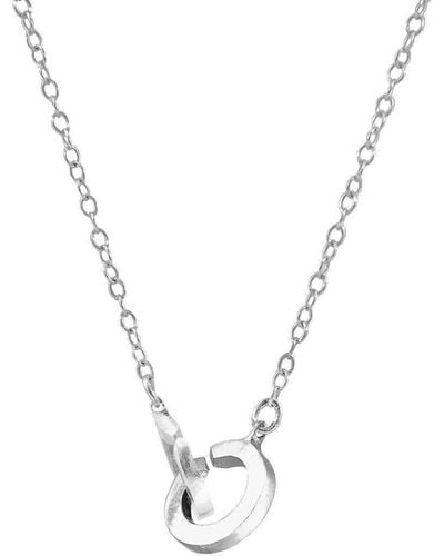 Anchor and Crew Twin Circle Link Paradise Silver Necklace Pendant - Metallic
