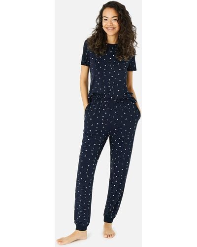 Accessorize Star Print Long Pyjama Set - Blue